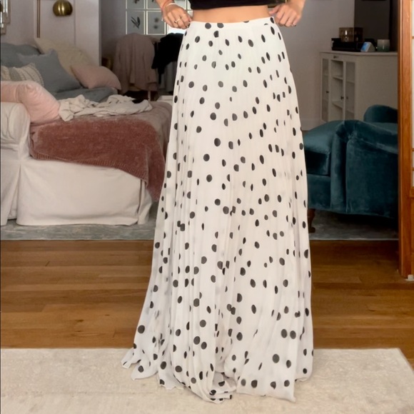 Black And White Polka Dot Maxi Skirt - Picture 4 of 15